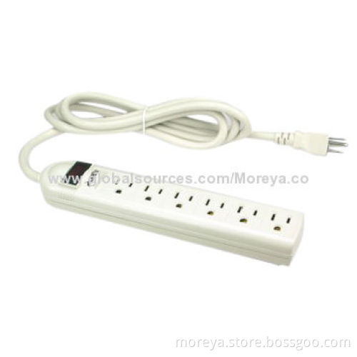 American Power Strip with 6 Socket Outlets, Extension Cord, Overload Protection